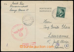 161480 - 1943 GHETTO TERESIENSTADT  preprinted postcard to Switzerlan