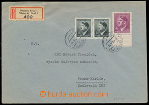 161510 - 1945 Reg letter as printed matter to Prague, with A. Hitler.