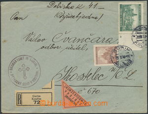 161512 - 1940 Reg letter with C.O.D. on/for 41K, with Towns 5 Koruna 