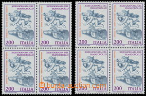 161640 - 1981 Mi.1785, Den známky 200L, 4-blok, dvojitý tisk fialov