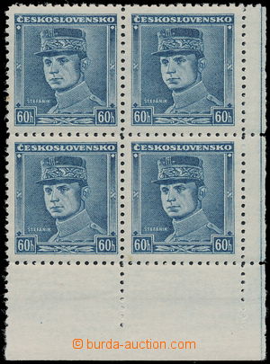 161670 - 1939 Alb.1, Štefánik 60h blue, LR corner blk-of-4, c.v.. 3