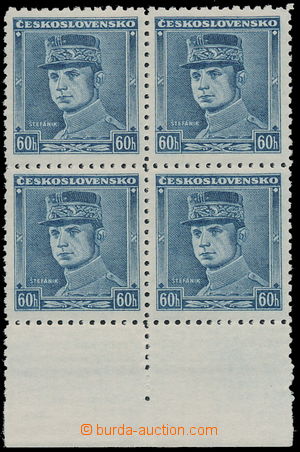 161672 - 1939 Alb.1, Štefánik 60h blue, block of four with lower ma