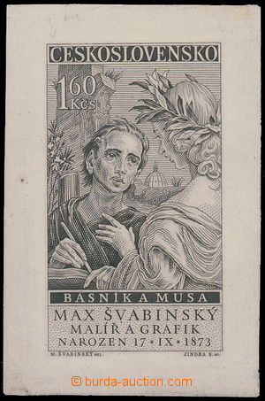 161683 - 1958 PLATE PROOF Pof.1013, 85. birthday M. Švabinský, mast