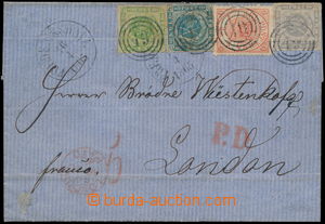 161726 - 1865 letter to London, with 4-coloured franking Mi.3, 5, 6 a