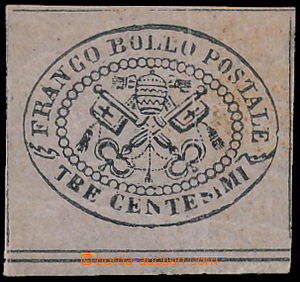 161727 - 1867 Mi.13a; Sas.14, Papal Emblem 3c black; original gum, ce