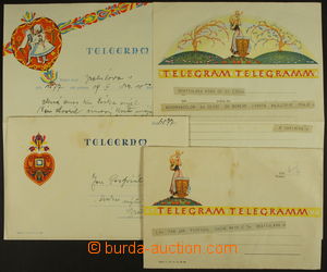 161774 - 1940-42 2ks použitých ozdobných telegramů včetně obál