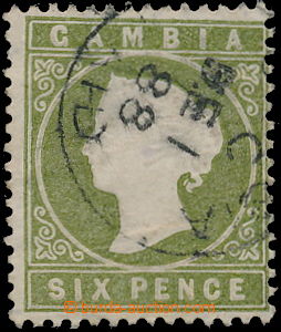 161802 - 1887 SG.32d, Queen Victoria 6P olive green, gently turned pi
