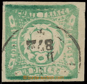 161934 - 1868 Sc.14a, Znak 1 Dinero zelená, chybotisk PŘEVRÁCENÝ 