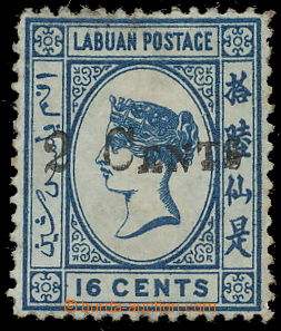 161941 - 1885 SG.24, Královna Viktorie 16C modrá s přetiskem 2 CEN