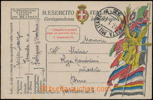 162039 - 1919 ITALY  card Italian field post sent Czechosl. member to