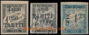 162089 - 1893 FALZUM  TAHITI Doplatní 1c a 2c s přetiskem + COTE D 