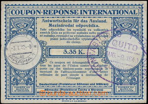 162138 - 1940 CMO2, mezinárodní odpovědka 3.35K, vlevo DR PRAHA 3.