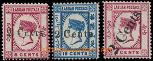 162179 - 1885 SG.23, 25, 26, Queen Victoria 2C/8C red, 2C/16C blue, 2