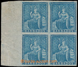 162193 - 1861 SG.23a, Sedící Britannia 1P světle modrá, krajový 