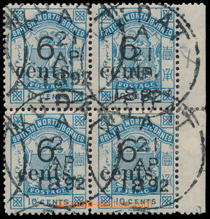 162200 - 1891-1892 SG.56, 56d, Znak 6 cents / 10C modrá, krajový 4-