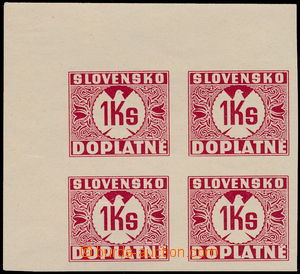 162339 - 1939 Alb.ND8x, 1Ks red, UL corner blk-of-4; light hinged out