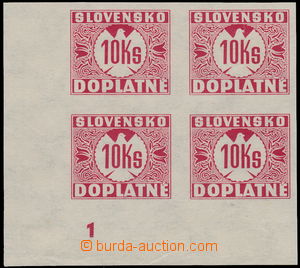 162340 - 1939 Alb.ND11Y, 10 Koruna red, corner blk-of-4 with lower ma