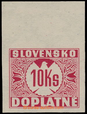 162342 - 1939 Alb.ND11Y, 10 Koruna red with upper margin, wmk P2; exp