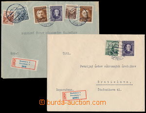 162360 - 1942 sestava 2ks R-dopisů zaslaných v místě, 1x vyfr. zn