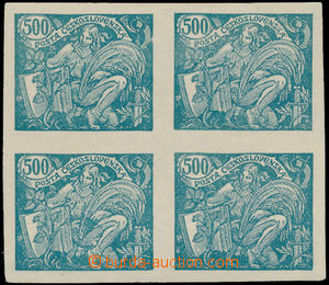 162787 -  Pof.168N, 500h green, imperforated, as blk-of-4, thin paper