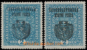 162801 - 1918 Pof.RV37 + 37a, Prague overprint II (large emblem), val