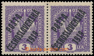 162901 -  Pof.33x, Coat of arms 3h violet, horizontal pair, thick pap