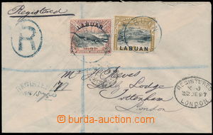 163037 - 1897 R-dopis do Londýna, vyfr. zn. SG.98 a 99, 12c + 18c, D