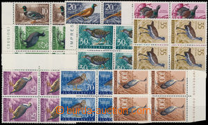 163115 - 1958 Mi.842-850, Fauna III, kompletní série ve 4-blocích,