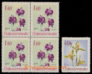 163218 - 1967 Pof.1636, Květiny 1,40Kčs, 4-blok s DV 1/16 („slunc