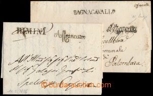163512 - 1836 2 dopisy, raz. BAGNACAVALLO a RIMINI, s přídavnými r