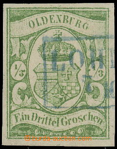 163573 - 1861 Mi.10b, Znak v oválu 1/3Gr mechově zelená; vlevo s m