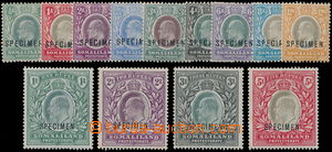 163620 - 1904 SG.32-44, Edward VII. 1/2A-5Rp, set SPECIMEN; 2Rp light