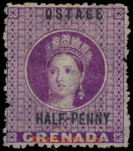 163634 - 1881 SG.21c, Victoria HALF - PENNY, violet, printing error O