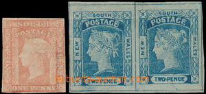 163636 - 1854 SG.83, 84 (2x), Victoria 1P orange bricky and horizonta