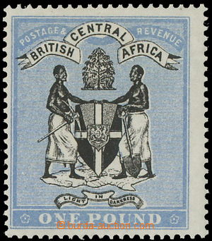 163661 - 1896 SG.40, Coat of arms 1£; black / blue; perfect qual