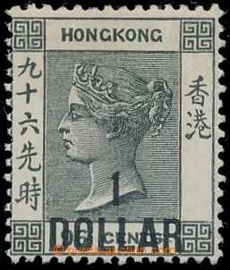 163668 - 1898 SG.52a, Viktorie 96C šedočerná s přetiskem 1 DOLLAR