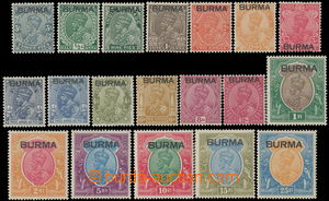 163678 - 1937 SG.1-18, Opt BURMA on Indian stamp George V. 3Ps-25Rs; 