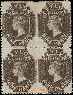 163689 - 1867-1870 SG.69b, Viktorie 9P černo-hnědá, 4-blok; pásky