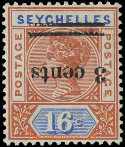 163697 - 1901 SG.38a, Viktorie 16c s přetiskem 3c, přetisk PŘEVRÁ