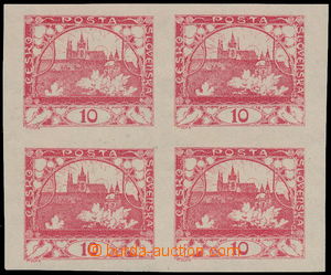 163891 -  PLATE PROOF  values 10h red, on stamp paper with gum, block