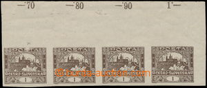 163905 -  Pof.1, 1h brown, horizontal strip of 4 with control-numbers