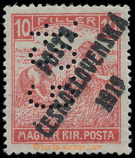 163956 -  Pof.99p, White numeral(s) 10f, overprint type I., with perf