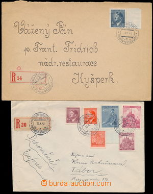 164022 - 1942-44 comp. 2 pcs of Reg letters with cancel. railway post