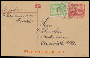 164148 - 1919 MUNKÁCS  Hradcany PC 10h, CDV7, uprated with stamp Hra
