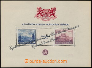 164401 -  miniature sheet Bratislava 1937, AS3b, exhibition NY 1939, 