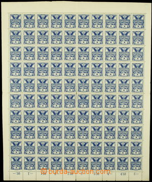 164439 -  Pof.143A, 5h blue, complete print sheet, without protective