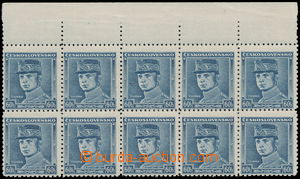 164536 - 1939 Alb.1, Blue Štefánik 60h, blk-of-10 with upper upper 