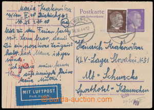 164566 - 1944 part double German PC A. Hitler. 6Pf, sent from camp N-