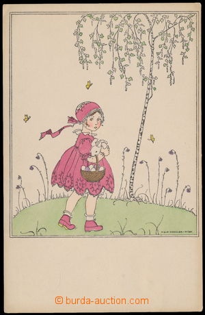 164773 - 1910? Mela Koehler, Nr. 1181, Děvčátko s košíkem, Velik