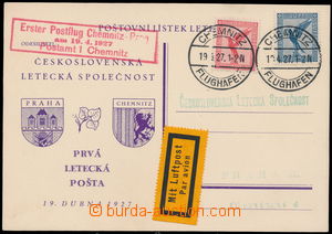 164789 - 1933 Let-lístek do Prahy, 1. let CHEMNITZ - PRAHA, vyfr. le